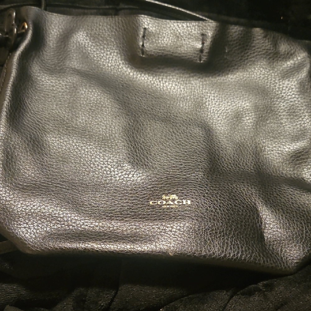 Coach Metallic Black Leather Shoulder Bag